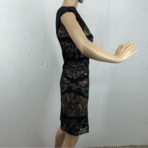 Bebe Women’s size Small Black One Shoulder Lace Overlay Lined Dress - Picture 4 of 14